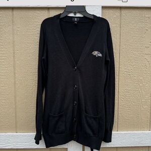NFL Pro Line Baltimore Ravens Women's Cardigan Sweater Size Medium Black Button